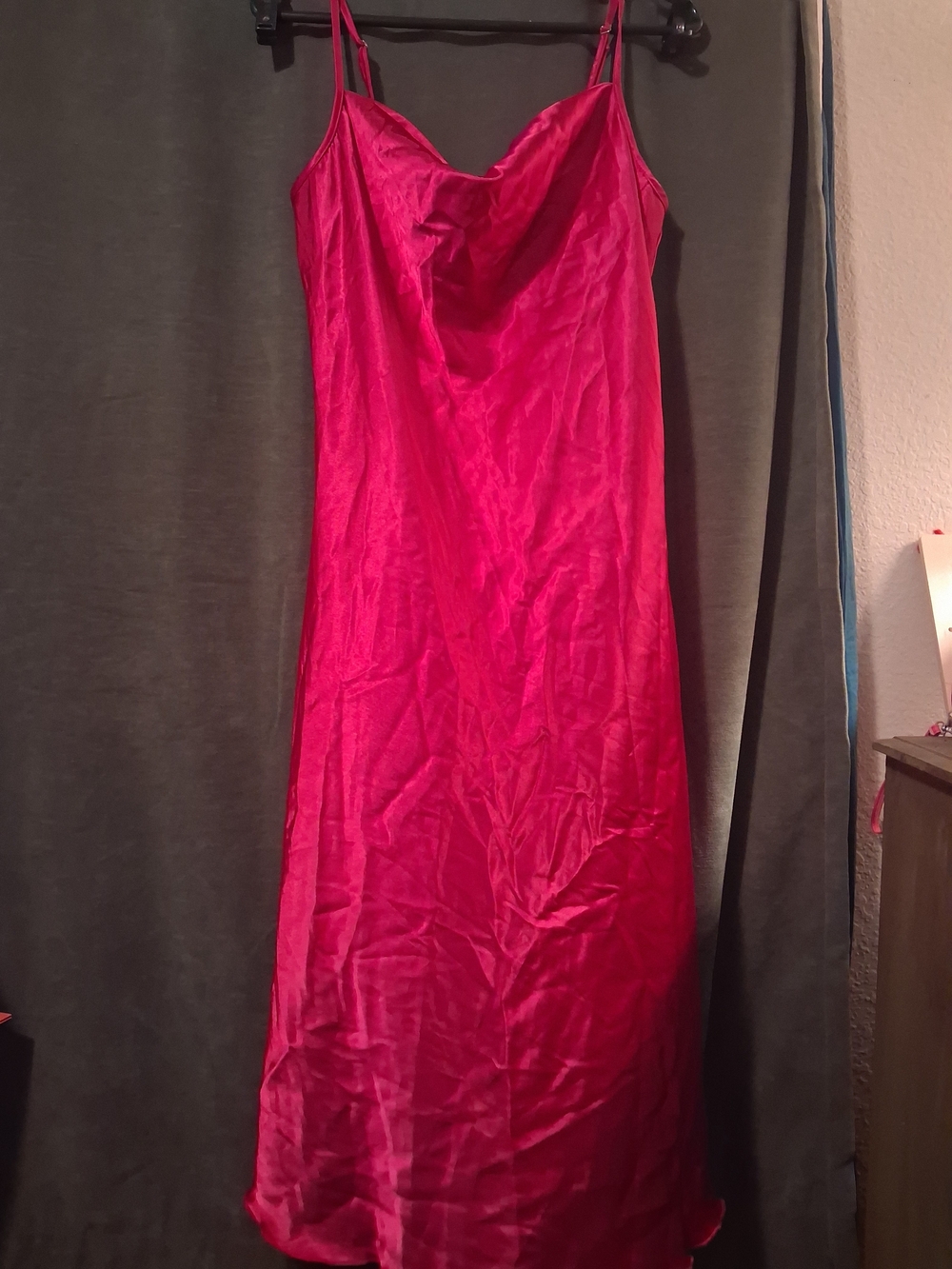 BeBe Satin Slip Dress in Vibrant Fuchsia Pink